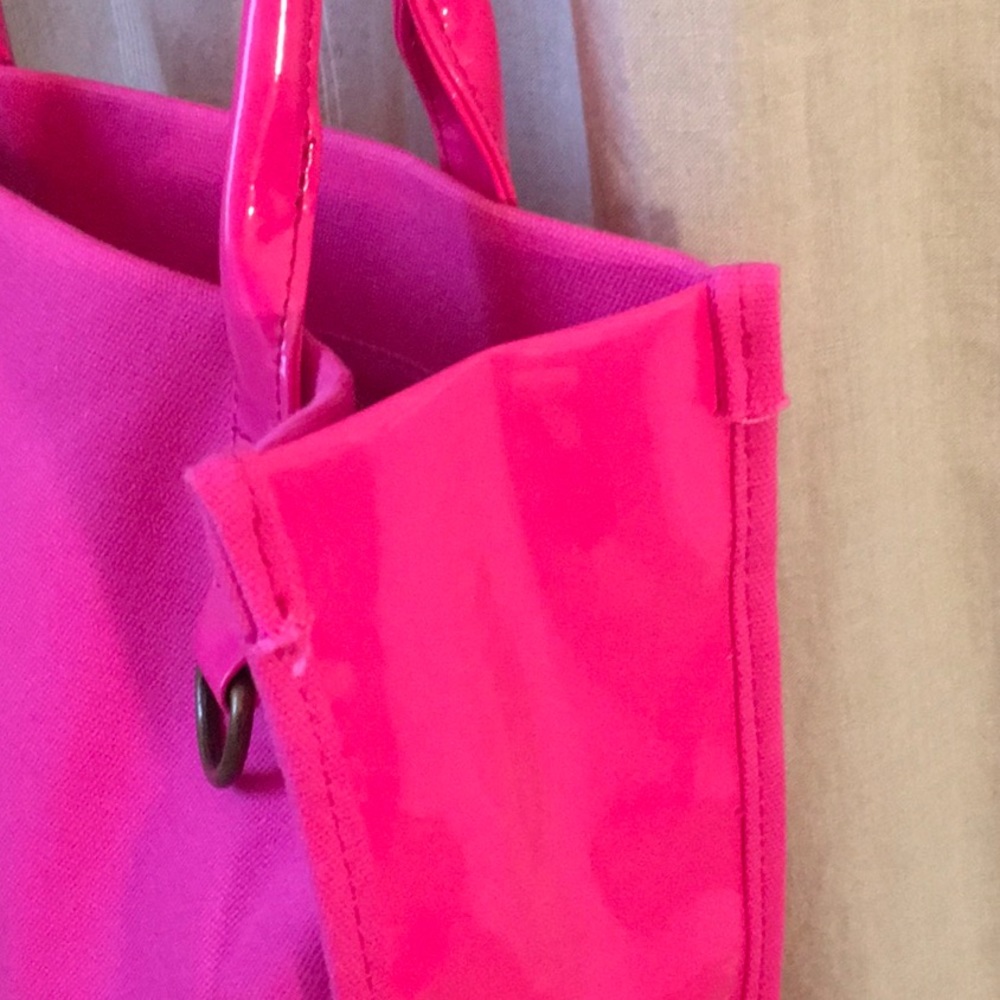 Neiman Marcus Hot Pink Vinyl/Canvas Small Tote - Picture 8 of 8